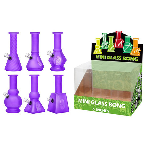 6″ Soft Glass Mini Bongs – Assorted Designs | 6-Piece Display [GL-M6030x] Bongs Canadian Distributor Purple