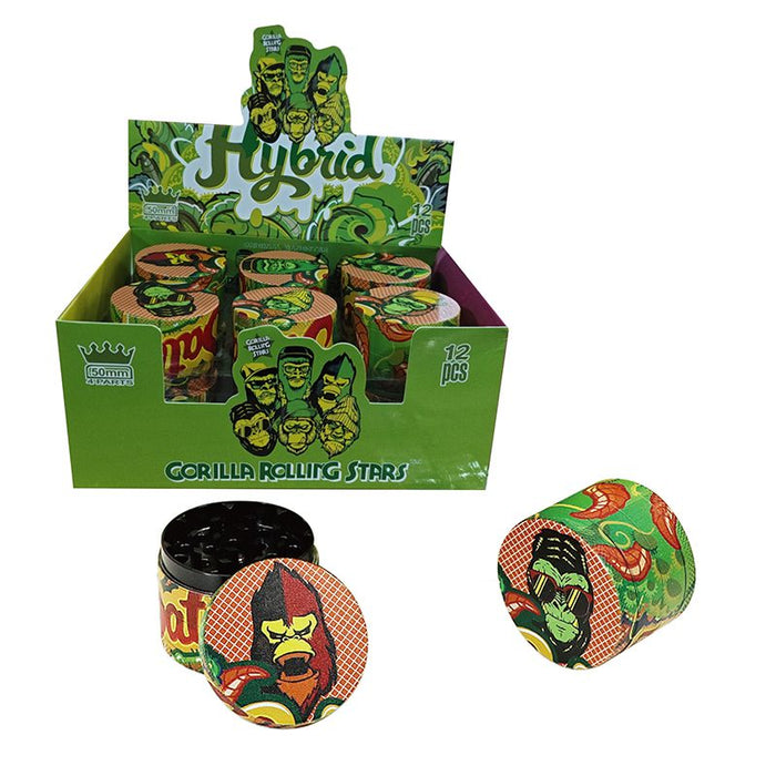 4 Part Grinder Hybrid, Rolling Stars Assorted Color, Printed Design [GRS-H6916] - Display of 12 Display Pack Canadian Distributor