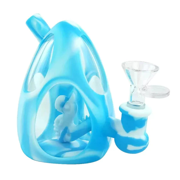 Gotoke | 4.4" YOSHI EGG SILICONE GLASS BUBBLER n Resin · Silicone · Plastic Bong Gotoke Blue-White