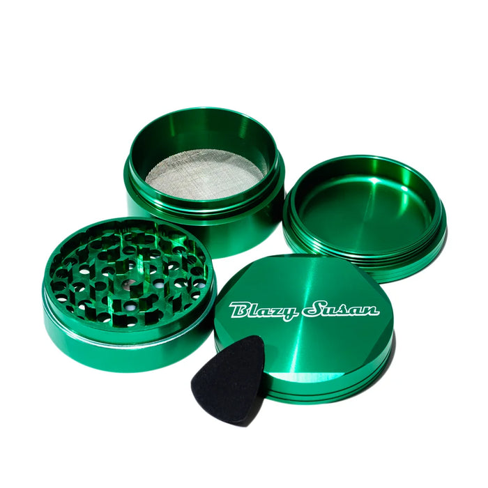 Blazy Susan | 4-Piece Aluminum Grinder - 2.5" Regular Smoking Cat Distribution Green