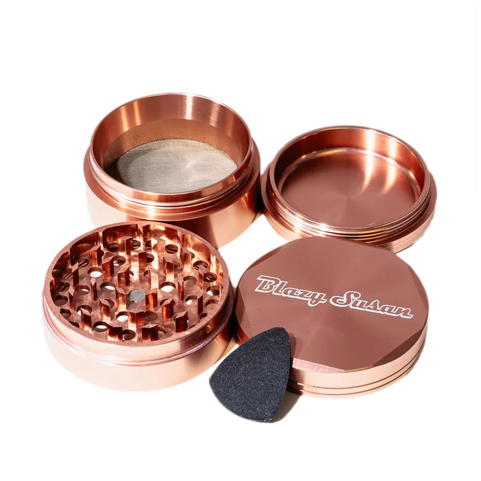 Blazy Susan | 4-Piece Aluminum Grinder - 2.5" Regular Smoking Cat Distribution Rose Gold