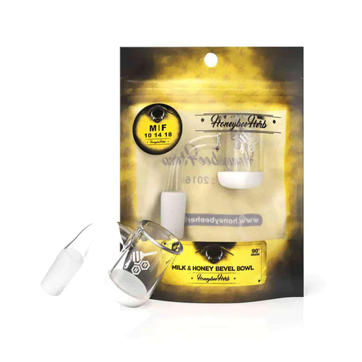 Honeybee Herb - HONEY & MILK BEVEL BOWL QUARTZ BANGER - 90° DEGREE | YL Bongs Accessories Honeybee Herb