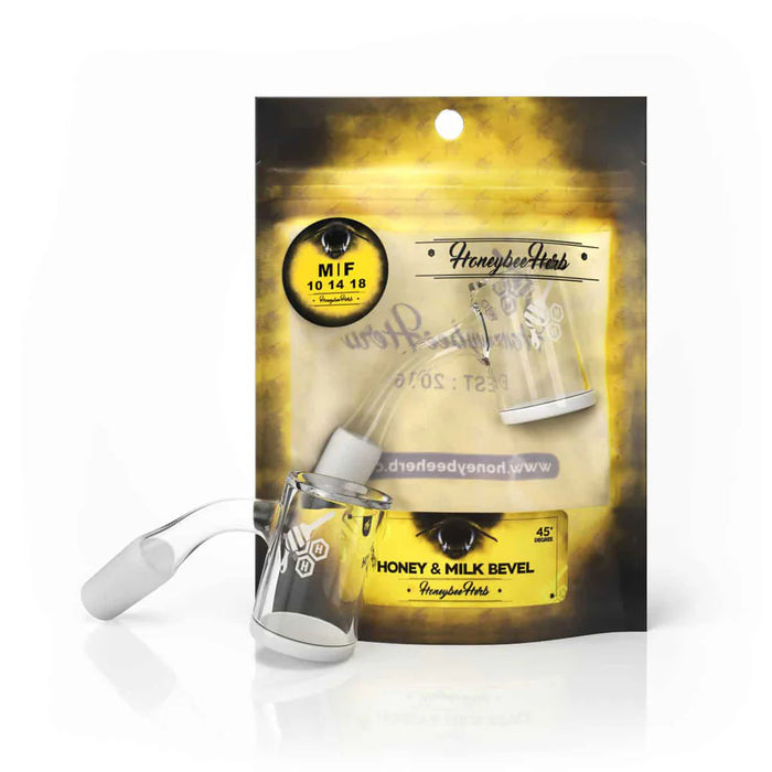 Honeybee Herb - HONEY & MILK BEVEL QUARTZ BANGER - 45° DEGREE | YL Banger · Oil Burner Honeybee Herb