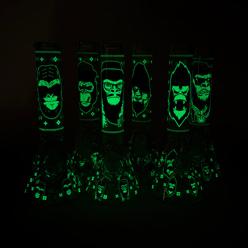 14" 7mm Gorilla Designs Glow In The Dark Beaker Bong – In the Box [FT1892ATS] Glass Bong LEHIGH WHOLESALE