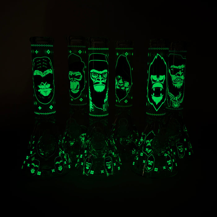 14" 7mm Gorilla Designs Glow In The Dark Beaker Bong – In the Box [FT1892ATS] Glass Bong LEHIGH WHOLESALE