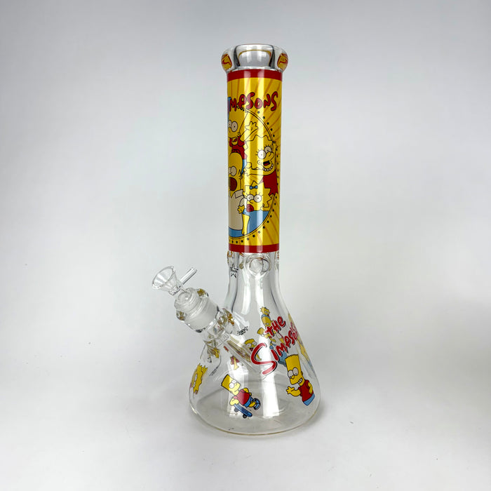 14" Yellow Family Cartoon 9 mm glass bongs [PIP789]
