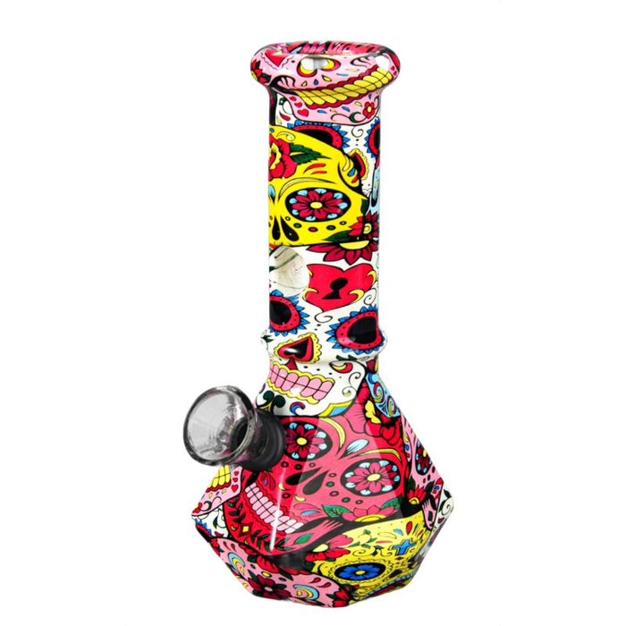 6″ Crimson Skull Geometry Glass Bong – Psychedelic Skull Design [JBLMIN-09]