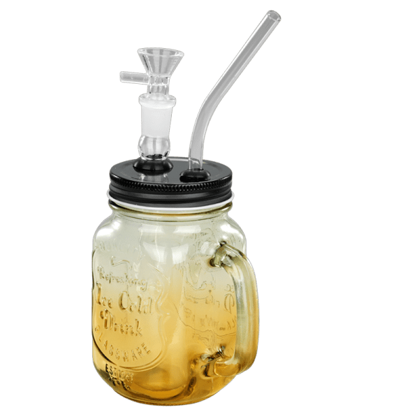 TOPPUFF® | 5.5″ Mason Jar Glass Bong – Surface Plating Colors [JTOP01.1005] Glass Bong Canadian Distributor Yellow