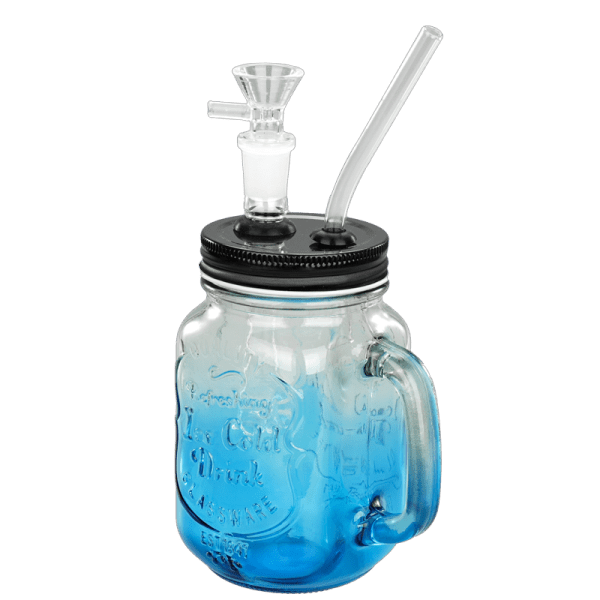 TOPPUFF® | 5.5″ Mason Jar Glass Bong – Surface Plating Colors [JTOP01.1005] Glass Bong Canadian Distributor Blue