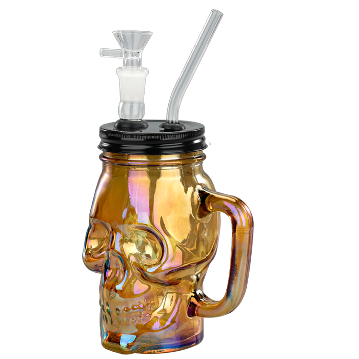 TOPPUFF® | 6″ Skull Cup Glass Bong – Surface Painting Colors [JTOP01.1006] Glass Bong Canadian Distributor Brown