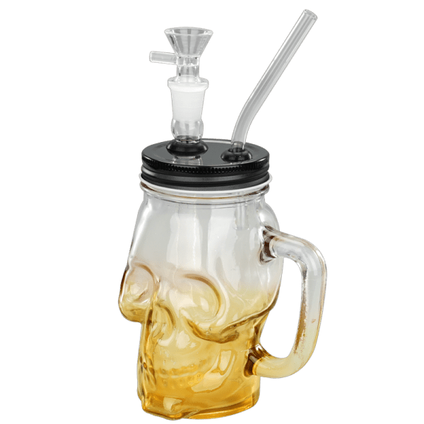TOPPUFF® | 6″ Skull Cup Glass Bong – Surface Painting Colors [JTOP01.1006] Glass Bong Canadian Distributor Yellow