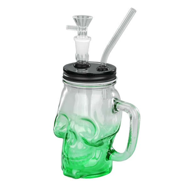 TOPPUFF® | 6″ Skull Cup Glass Bong – Surface Painting Colors [JTOP01.1006] Glass Bong Canadian Distributor Green