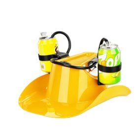Party Sip Hands-Free Dual Drink Drinking Helmet – Cowboy Hat Gadget Canadian Distributor Yellow