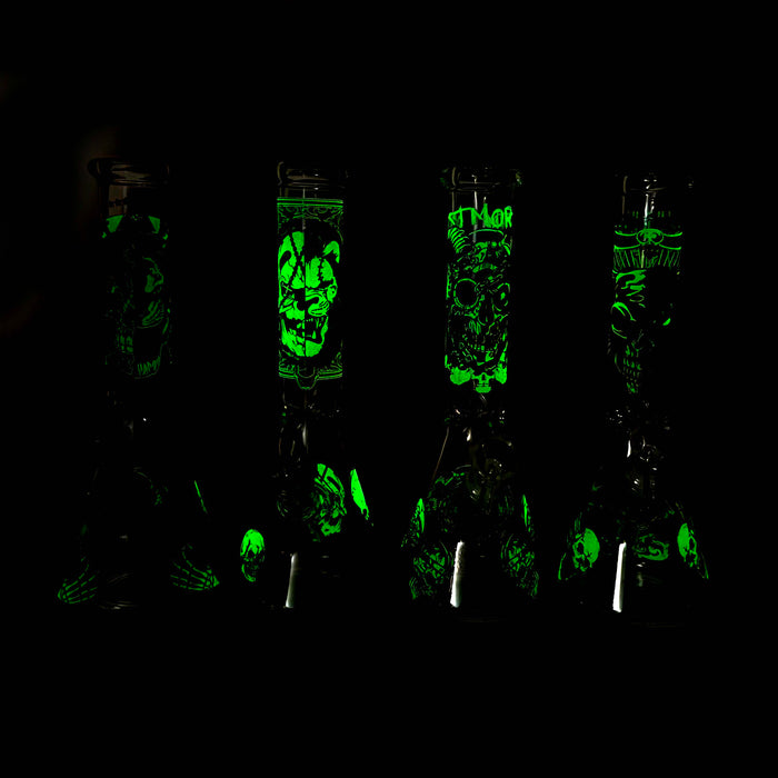 10" Glow-in-the-Dark Monster Design Glass Beaker Bong Glass Bong 777 Smoke