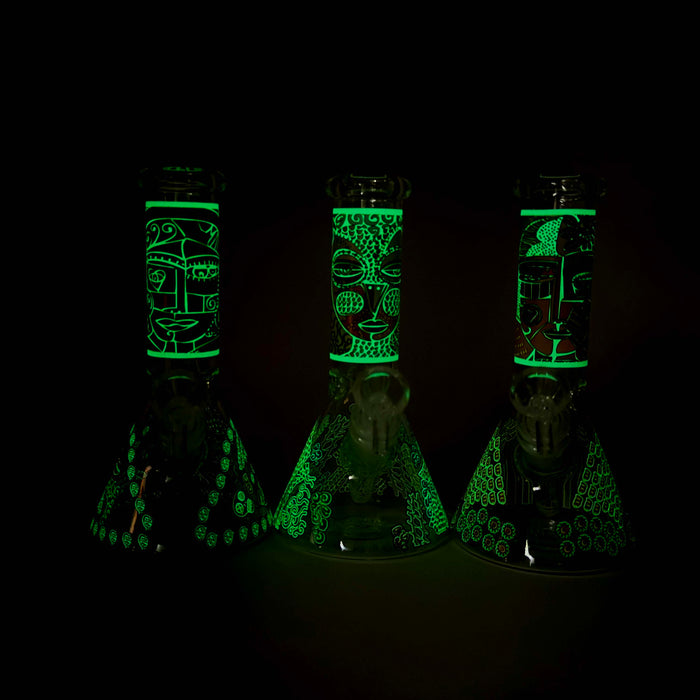 8" Abstract Art Design Glass Beaker Bong Glass Bong 777 Smoke