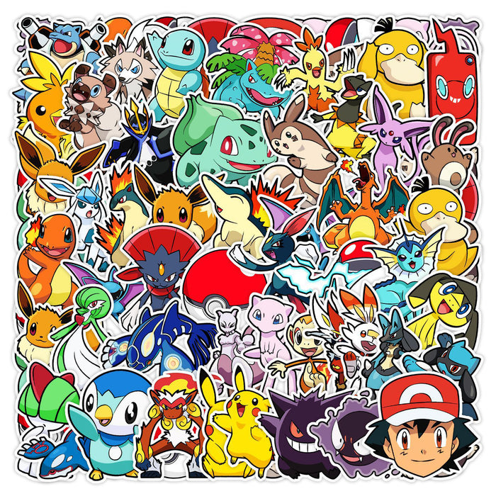 50pcs Assorted Anime Design Stickers Collectable Items Every Weekend Pokemon_A