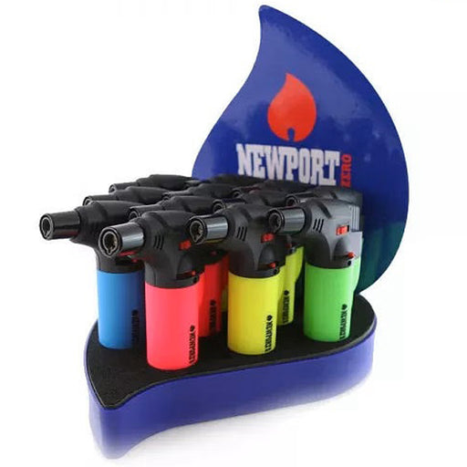 Newport Zero | Single Neon Torch Display of 12 Lighters NIBO Distribution
