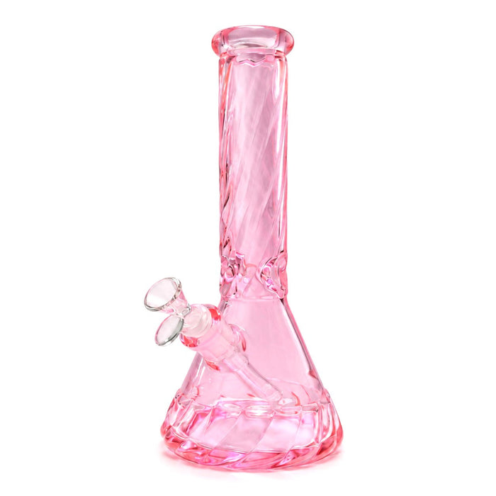 12.5" Diamond Cut Textured Beaker Bong – 7mm Glass Glass Bong Super Supplys Inc Pink