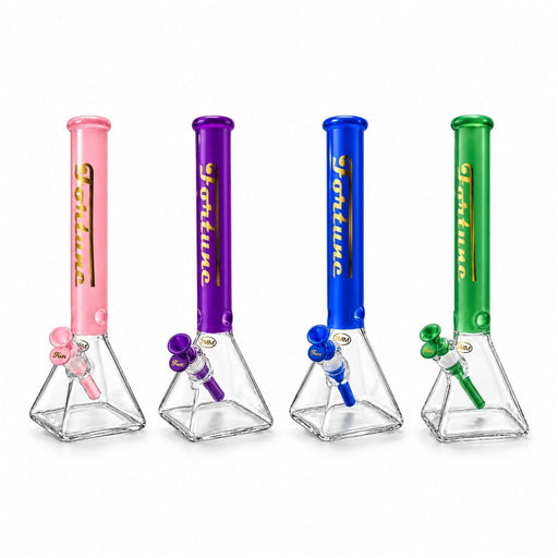 Fortune 18" 7mm Square Base Glass Water Pipe – 50mm Neck Glass Bong Fortune