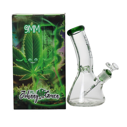 Johnny Green | 10″ 9mm Beaker Bent Neck with Grid Percolator Slide – Green (MJG-006) Bongs Canadian Distributor