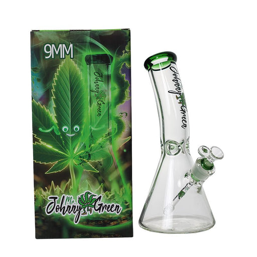 Johnny Green | 12″ 9mm Beaker Bent Neck with Grid Percolator Slide – Green (MJG-007) Bongs Canadian Distributor
