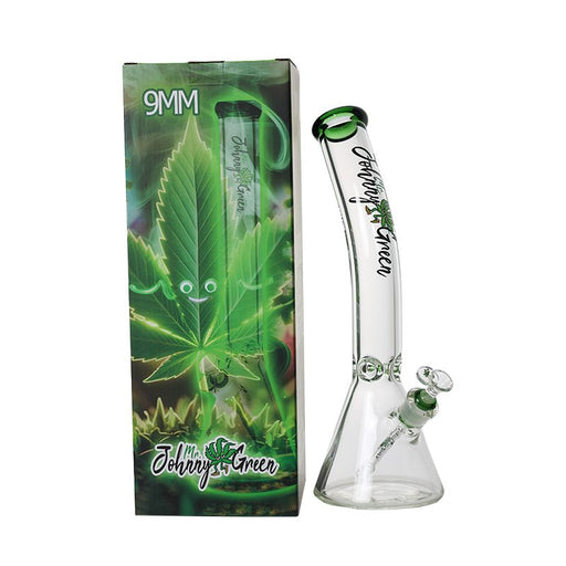 Johnny Green | 16″ 9mm Beaker Bent Neck with Grid Percolator Slide – Green (MJG-008) Bongs Canadian Distributor