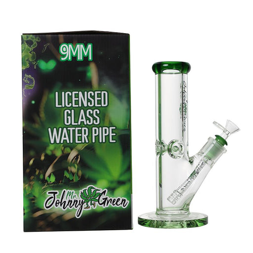 Johnny Green | 10″ 9mm Straight Tube with Grid Percolator Slide – Green (MJG-011) Bongs Canadian Distributor