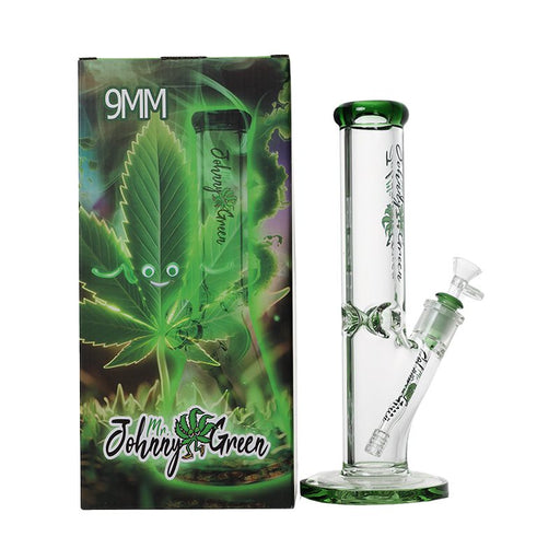 Johnny Green 12″ 9mm Straight Tube with Grid Percolator Slide – Green (MJG-012) Bongs Canadian Distributor