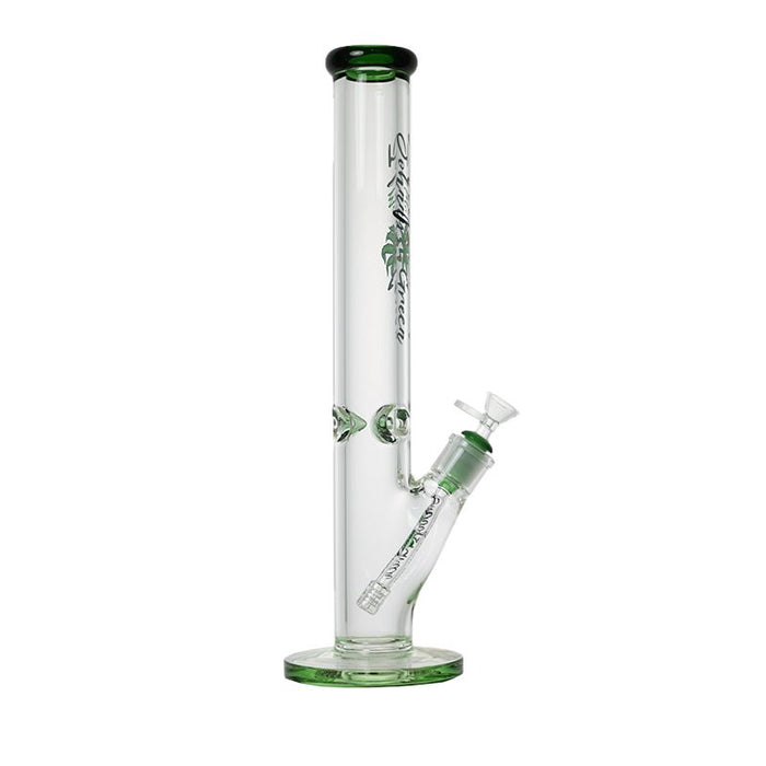 Johnny Green | 16″ 9mm Straight Tube with Grid Percolator Slide – Green (MJG-013) Straight Tube Bong Canadian Distributor