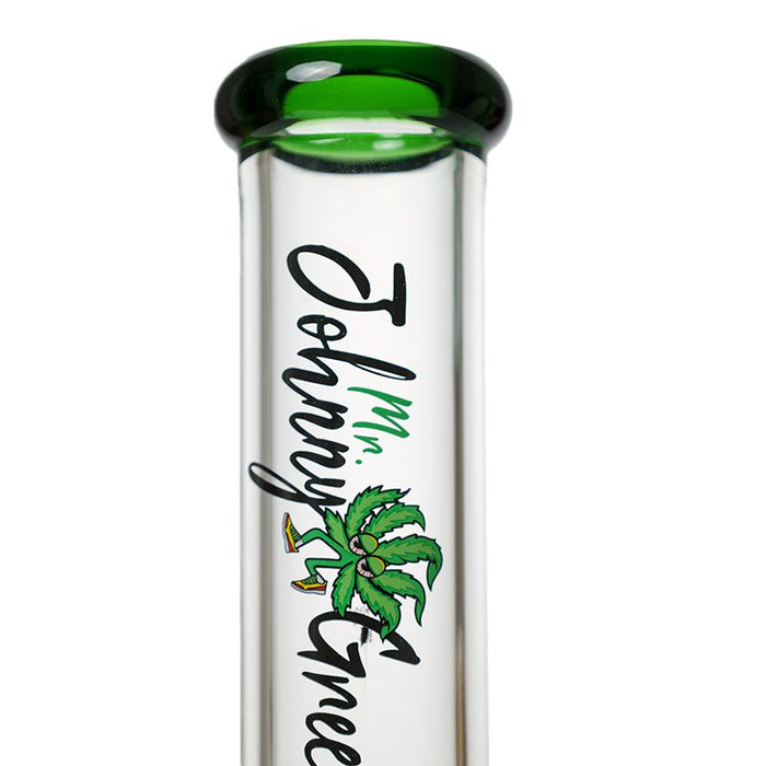 Johnny Green | 16″ 9mm Straight Tube with Grid Percolator Slide – Green (MJG-013) Straight Tube Bong Canadian Distributor