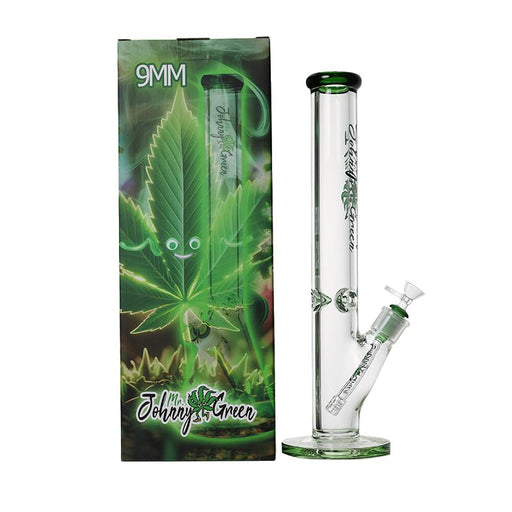 Johnny Green | 16″ 9mm Straight Tube with Grid Percolator Slide – Green (MJG-013) Bongs Canadian Distributor
