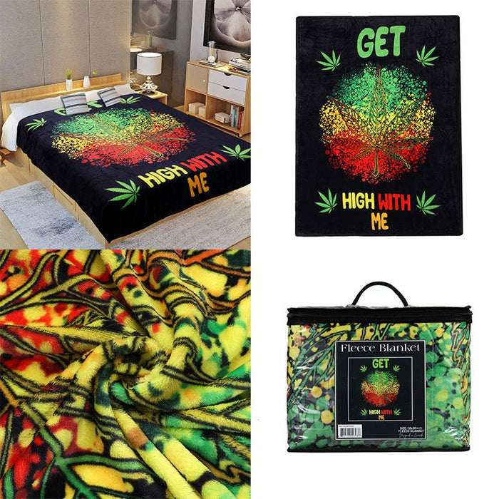 Digital Printed Single layer 1 ply Licensed Fleece Blanket [Combo-A] Blanket Canadian Distributor High with Me