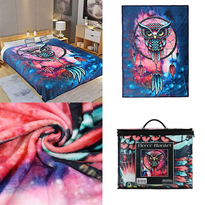 Digital Printed Single layer 1 ply Licensed Fleece Blanket [Combo-B] Blanket Canadian Distributor Owl