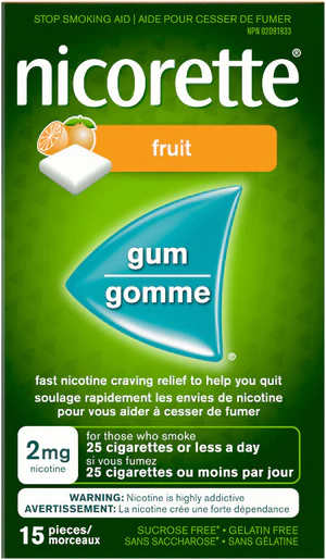 Nicorette 2mg Nicotine Gum 15 Pieces – | Stop Smoking Aid Gum ONE Fruit