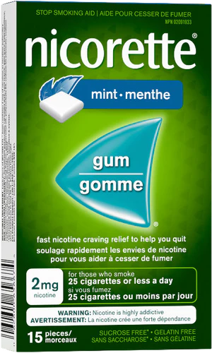 Nicorette 2mg Nicotine Gum 15 Pieces – | Stop Smoking Aid Gum ONE Mint