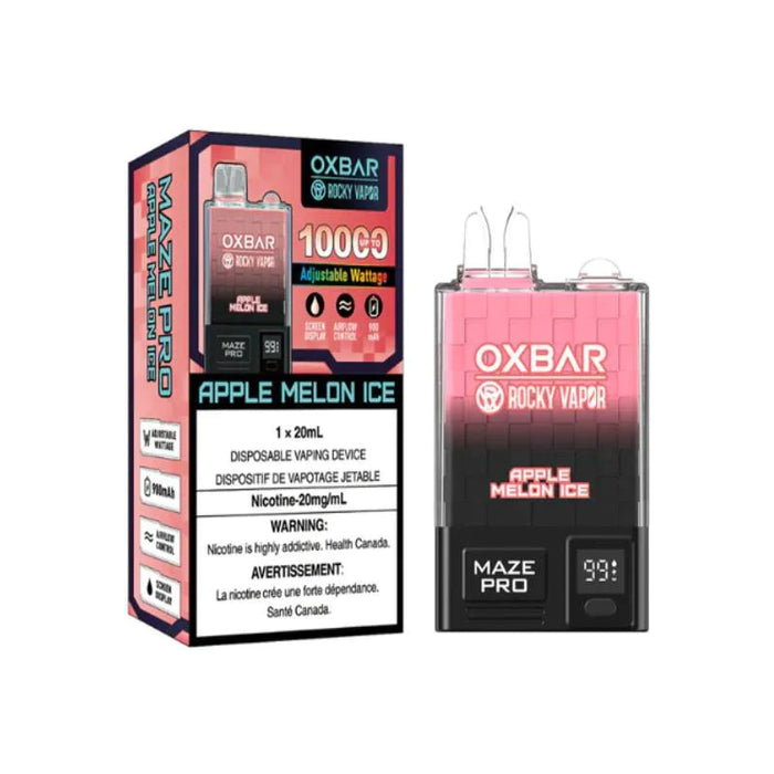 OXBAR | MAZE PRO 10000 PUFF DISPOSABLE Box of 5 Federal Excise Tax WENEED VAPE Apple Melon Ice