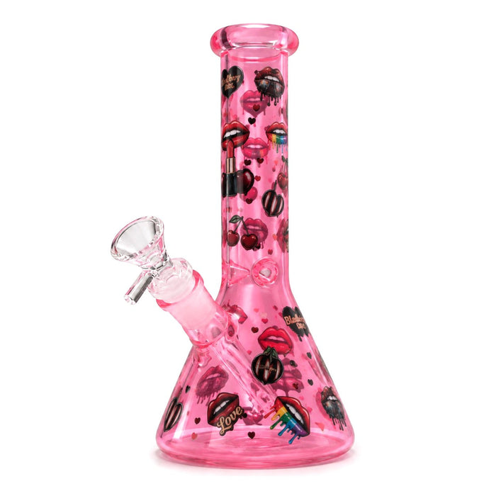 10" Cherry Bomb Glass Beaker Glass Bong Super Supplys Inc Lipstick Love