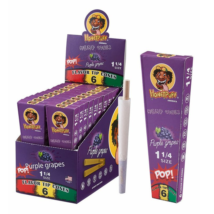 HoneyPuff | Pre-Rolled Flavored Cones – 1 1/4 Size (20 Packs/Display) [P1174] Pre-rolled Cone Canadian Distributor Grape