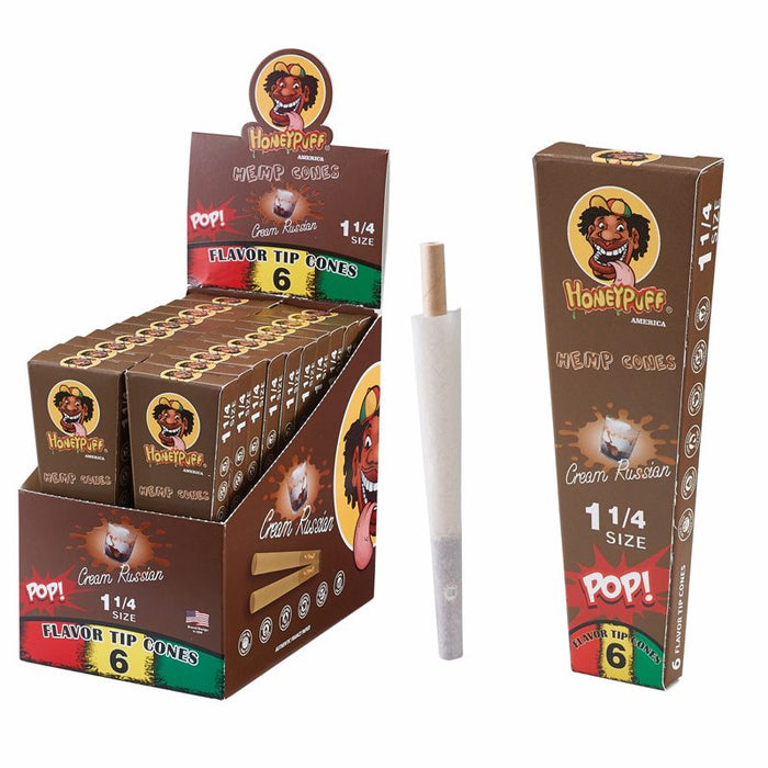 HoneyPuff | Pre-Rolled Flavored Cones – 1 1/4 Size (20 Packs/Display) [P1174] Pre-rolled Cone Canadian Distributor Russian Cream