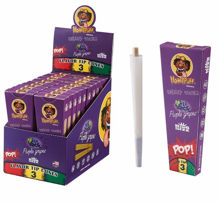 HoneyPuff | Pre-Rolled Flavored Cones – King Size (20 Packs/Display) [P1175] ROLLING PAPER Canadian Distributor Purple grape