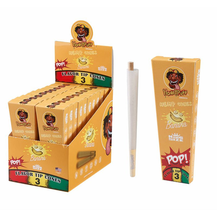 HoneyPuff | Pre-Rolled Flavored Cones – King Size (20 Packs/Display) [P1175] ROLLING PAPER Canadian Distributor Banana