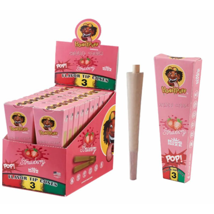 HoneyPuff | Pre-Rolled Flavored Cones – King Size (20 Packs/Display) [P1175] ROLLING PAPER Canadian Distributor Strawberry