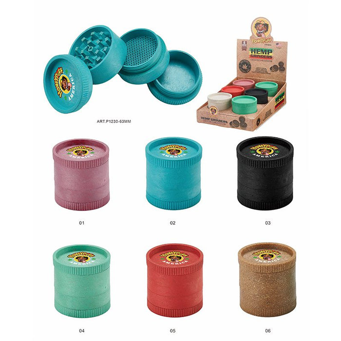 Honey Puff | 4 Part 63mm Honey Puff Plastic Grinder Box of 6 [P1230-63] Display Canadian Distributor