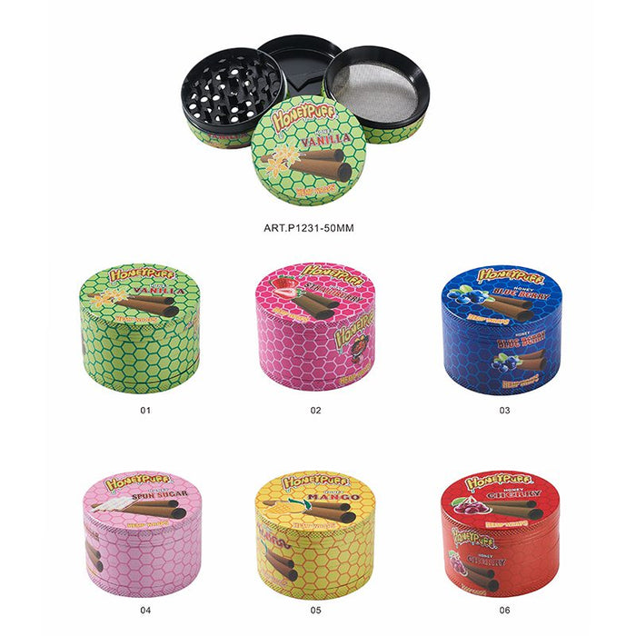 Honey Puff | 4 Parts 50mm Honey Puff Grinder Box of 6 [P1231-50] Display Pack Canadian Distributor