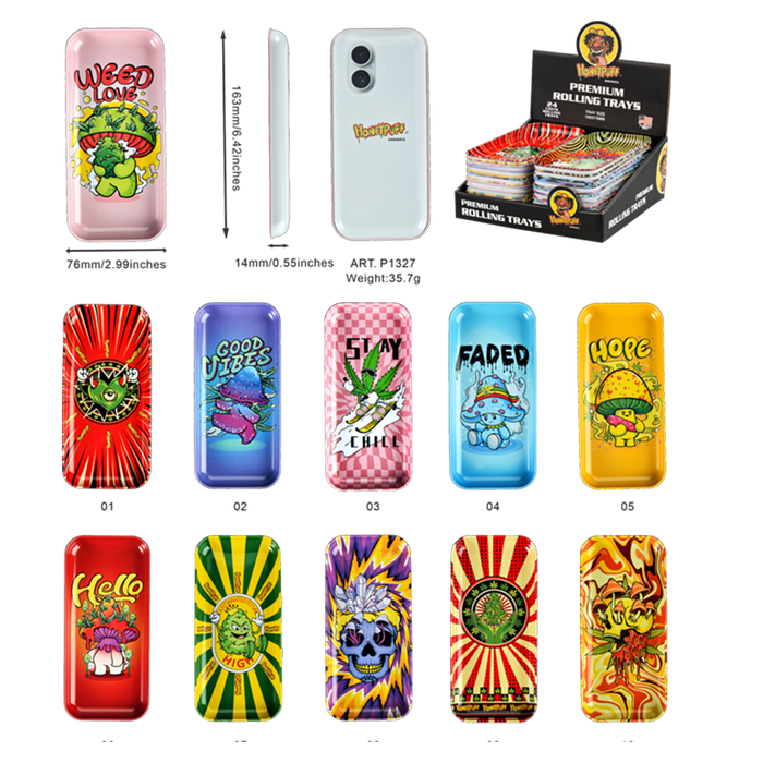 Honey Puff | Rolling Tray – Mixed Designs [P1327] Metal Ashtray Canadian Distributor