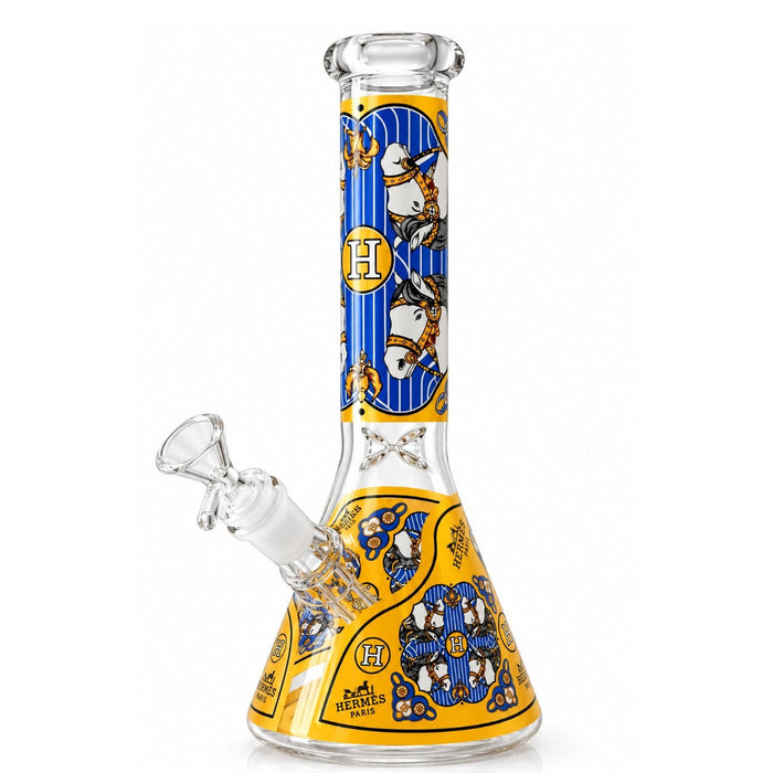 10" Designer-Inspired Floral Glass Beaker Glass Bong Super Supplys Inc E