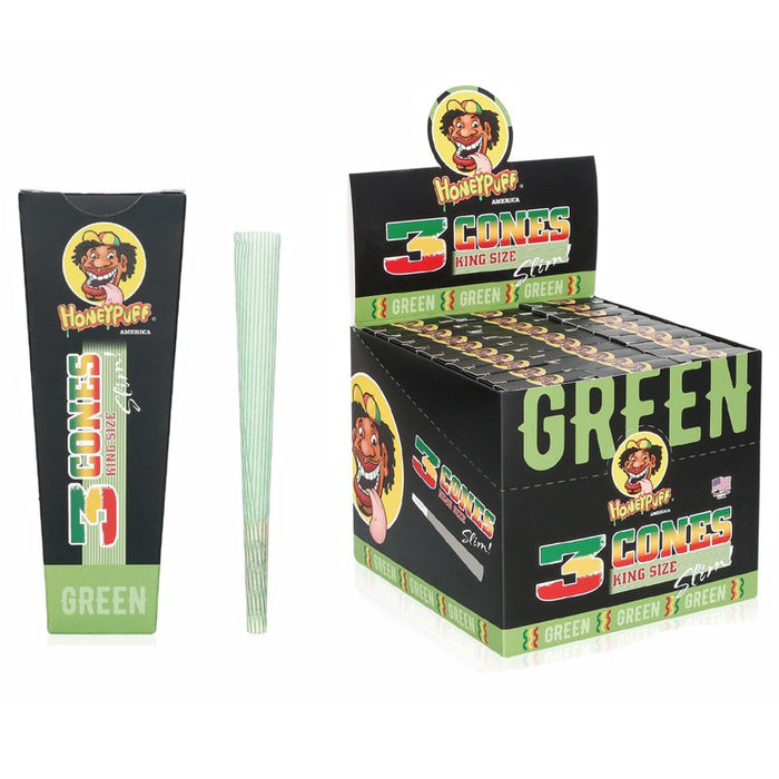 HoneyPuff | Pre-Rolled Cones – Slim Colored Paper (King Size, 20 Packs/Display) [P8203] Pre-rolled Cone (Display Pack) Canadian Distributor Green