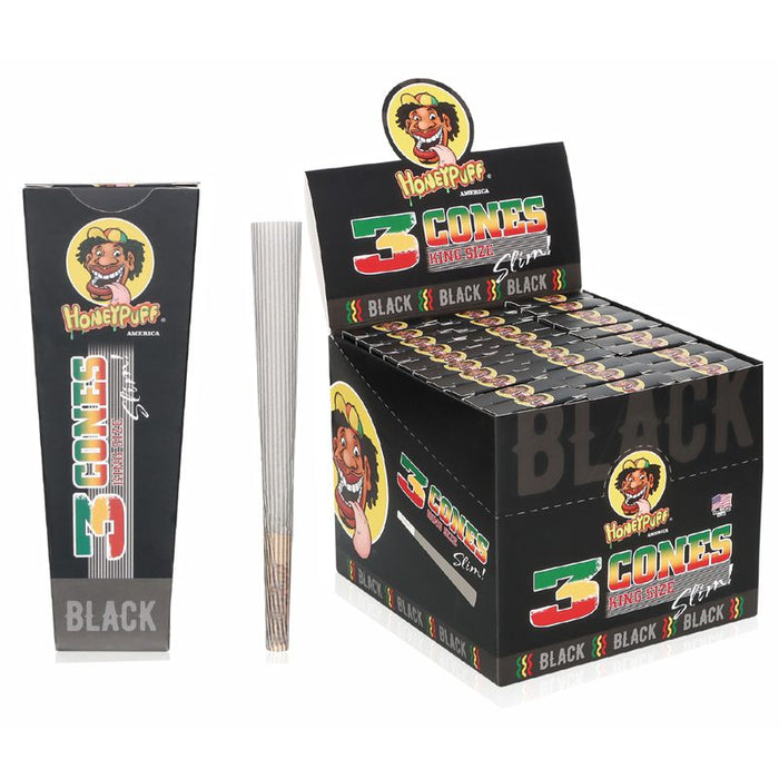 HoneyPuff | Pre-Rolled Cones – Slim Colored Paper (King Size, 20 Packs/Display) [P8203] Pre-rolled Cone (Display Pack) Canadian Distributor Black