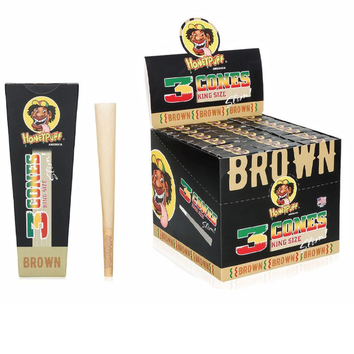 HoneyPuff | Pre-Rolled Cones – Slim Colored Paper (King Size, 20 Packs/Display) [P8203] Pre-rolled Cone (Display Pack) Canadian Distributor Brown