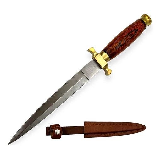 12.5" Red Hunting Knife Double Edged Orange Wood [PC-139] Fixed Blade Knives Canadian Distributor